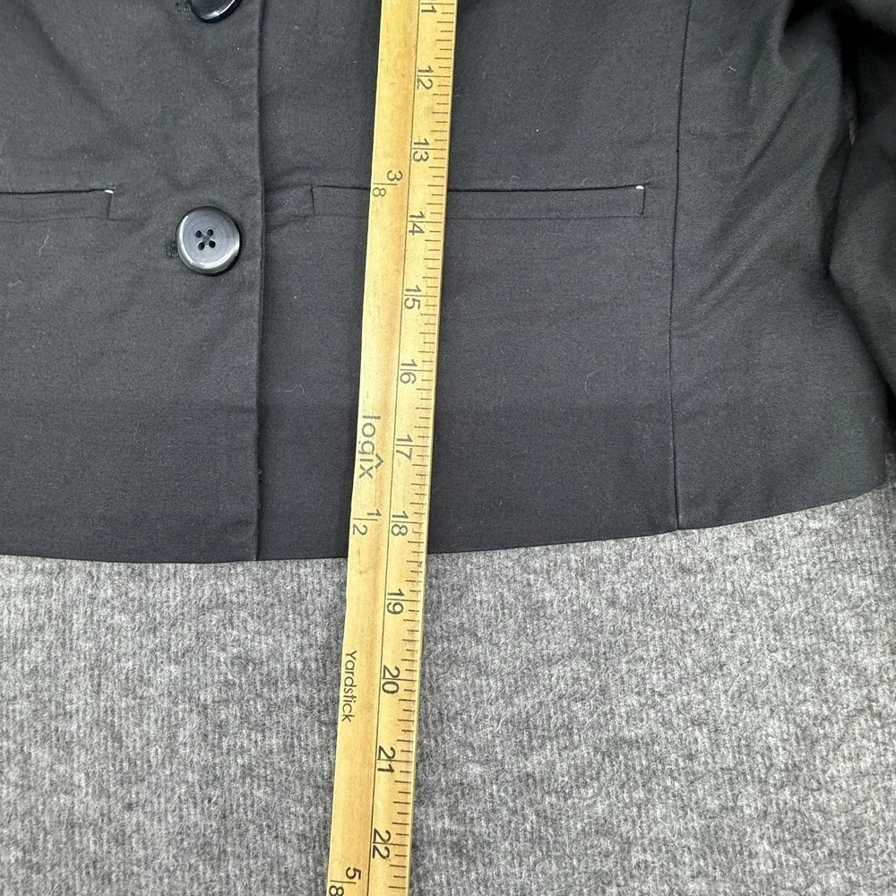 Maeve Anthropologie Blazer Womens 4 Black Cropped Two Button Cotton Stretch‎